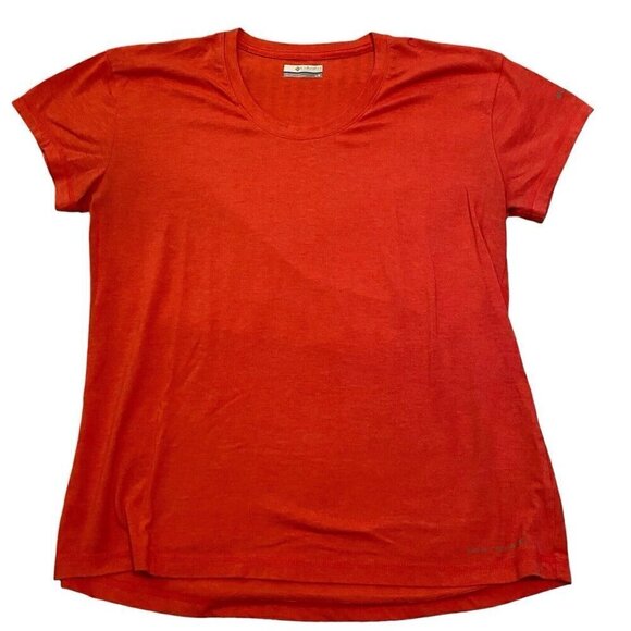 Columbia Women's Size Large Scoop Neck short Sleeve Tee Pink Red Color * READ* - Picture 1 of 4